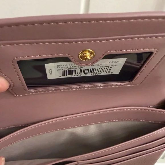 New with Box/Bag TUMI Pearl Pink Leather Crossbody Wallet - Picture 5 of 10